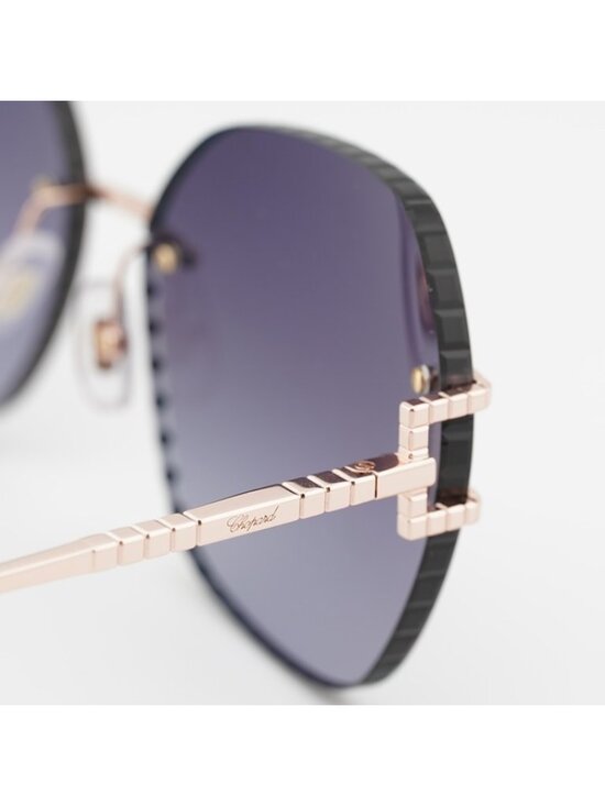 Chopard SCHG31M 08FC Sunglasses Gold Butterfly Frame, Smoke Lenses